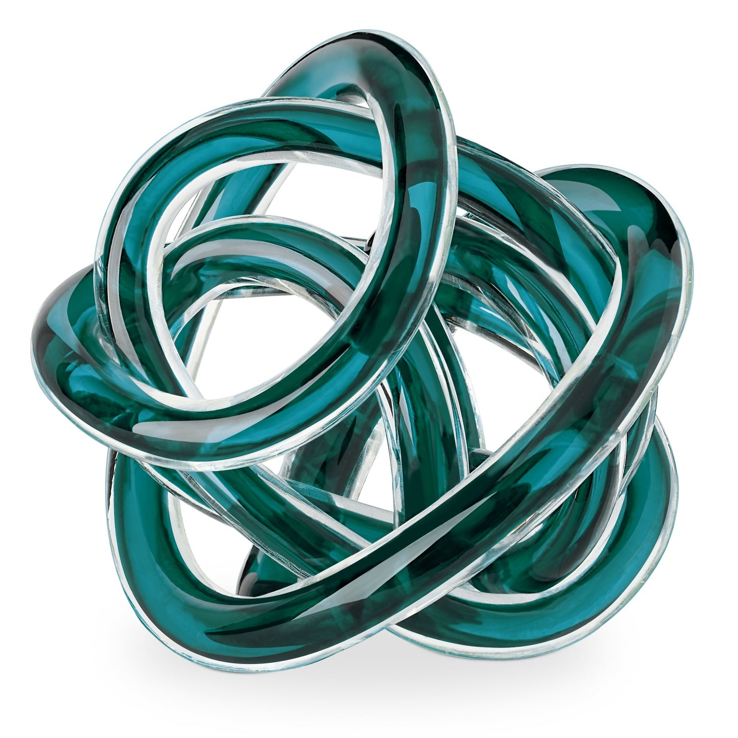 Orbit Glass Knot Decor Ball - 4.5 Inch Diameter - Teal