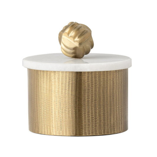 Tomar Antique Brass Ribbed Canister - 5.5 Inch Tall