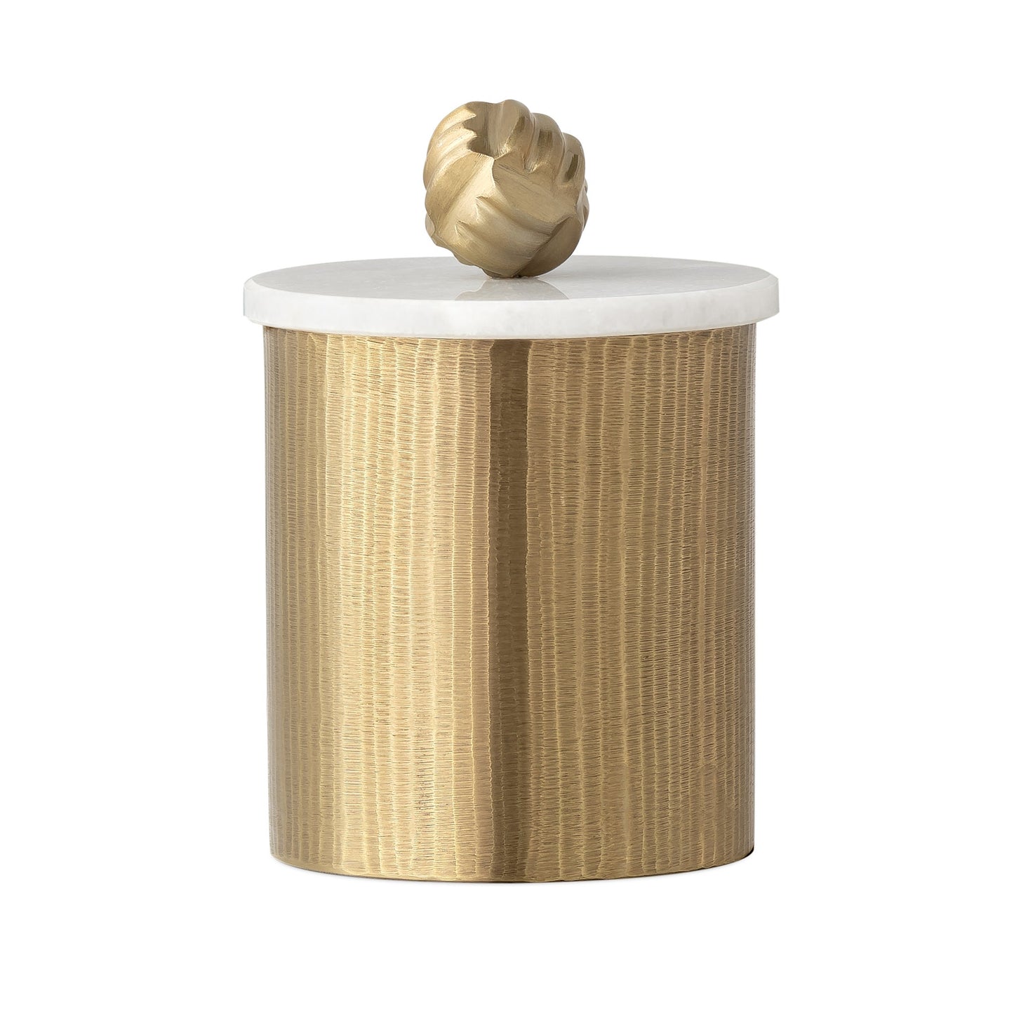 Tomar Antique Brass Ribbed Canister - 7.5 Inch Tall