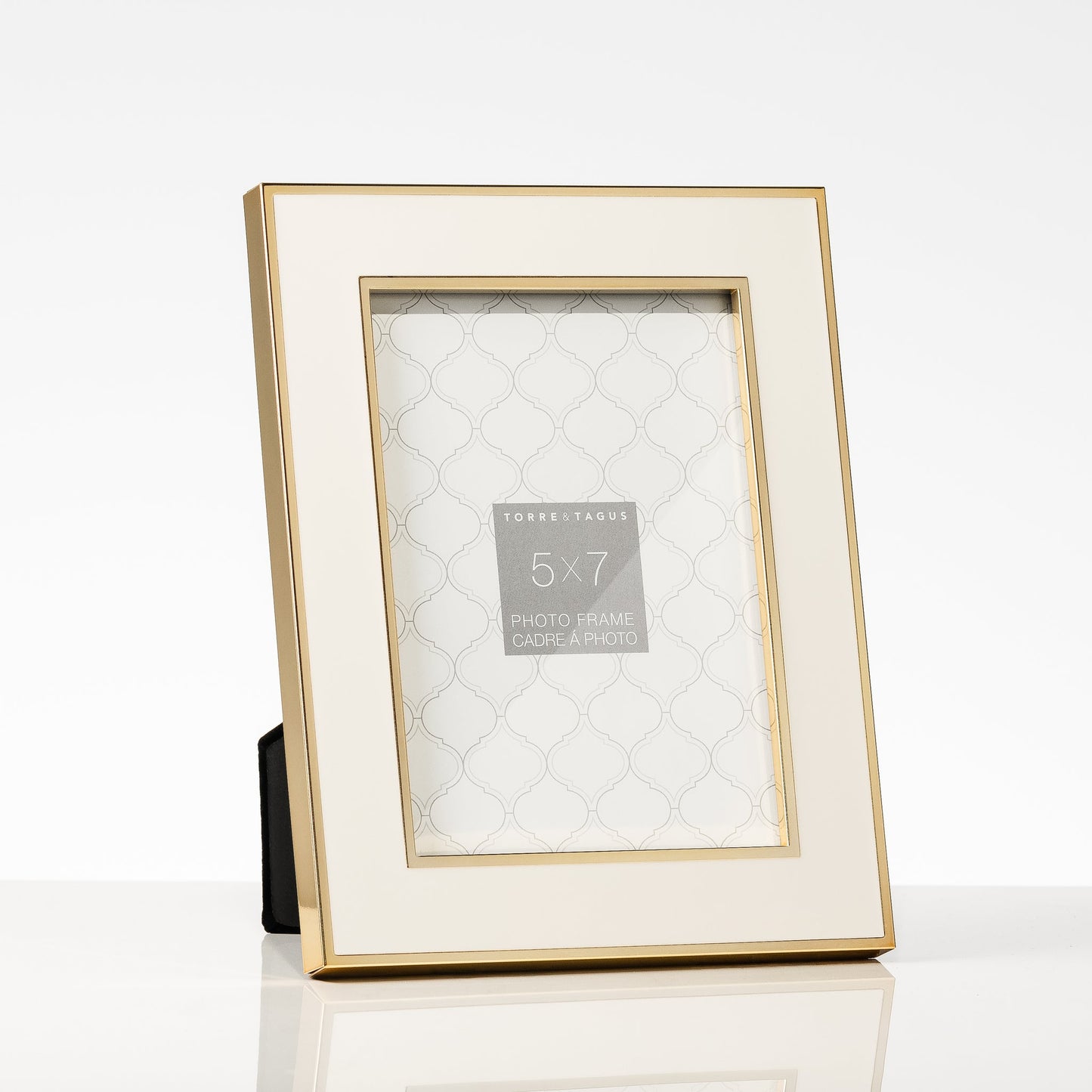 Regis Gold Trim Enamel + Metal 5x7 Inch Photo Frame - White