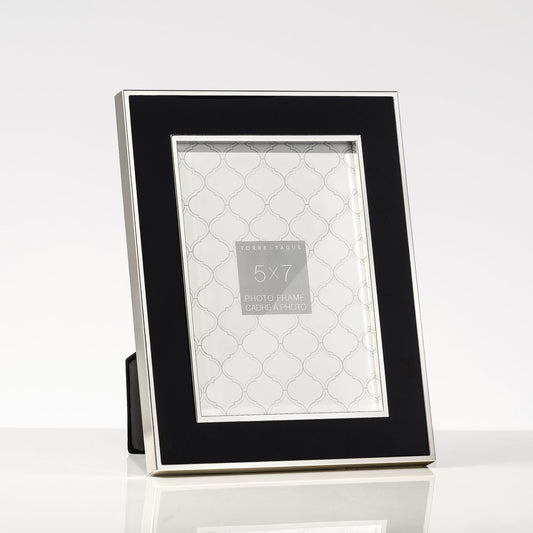 Regis Gold Trim Enamel + Metal 5x7 Inch Photo Frame - Black