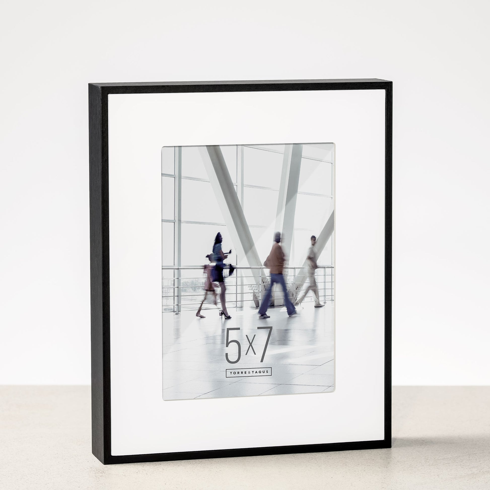 Boulevard Black Veneer Photo Frame with Matte - 5x7 Inch
