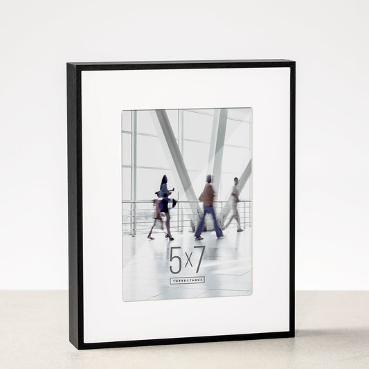 Boulevard Black Veneer Photo Frame with Matte - 5x7 Inch