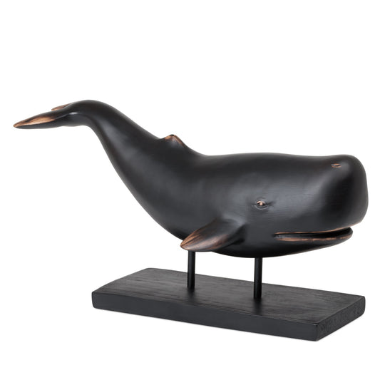 Whale Resin Decor Statue - Brown