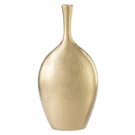 Lilo Gold Dimpled Ceramic Vase - 12.25 Inch Tall