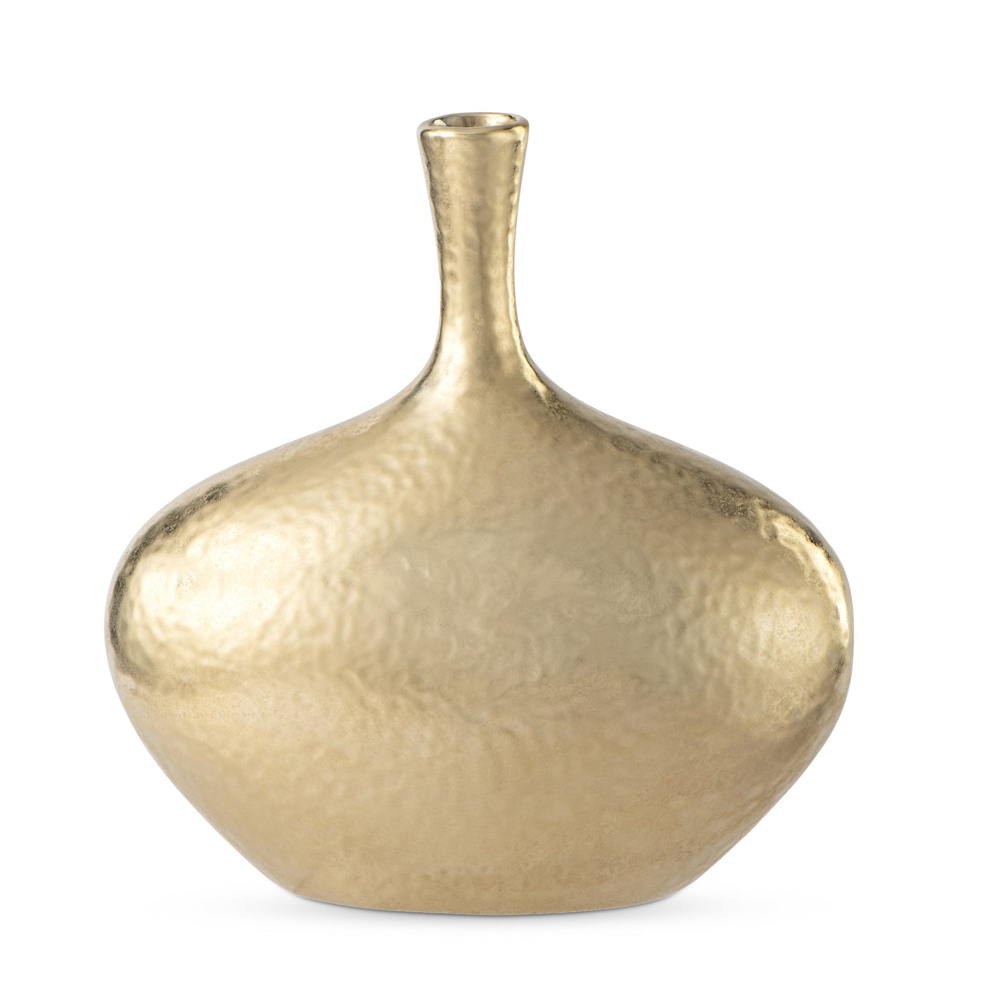 Lilo Gold Dimpled Ceramic Wide Vase - 8.25 Inch Tall