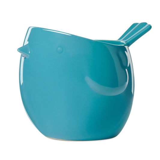 Finch Bird Ceramic Drop Pot Planter - Teal