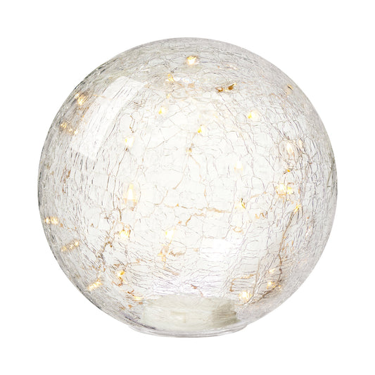 Globe Crackle Glass LED Decor Light - 6 Inch