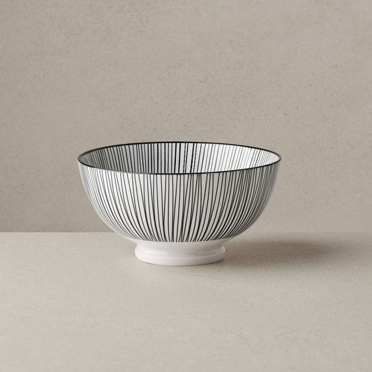 Kiri Porcelain 22 oz. 6 Inch Diameter Bowl - Black Line