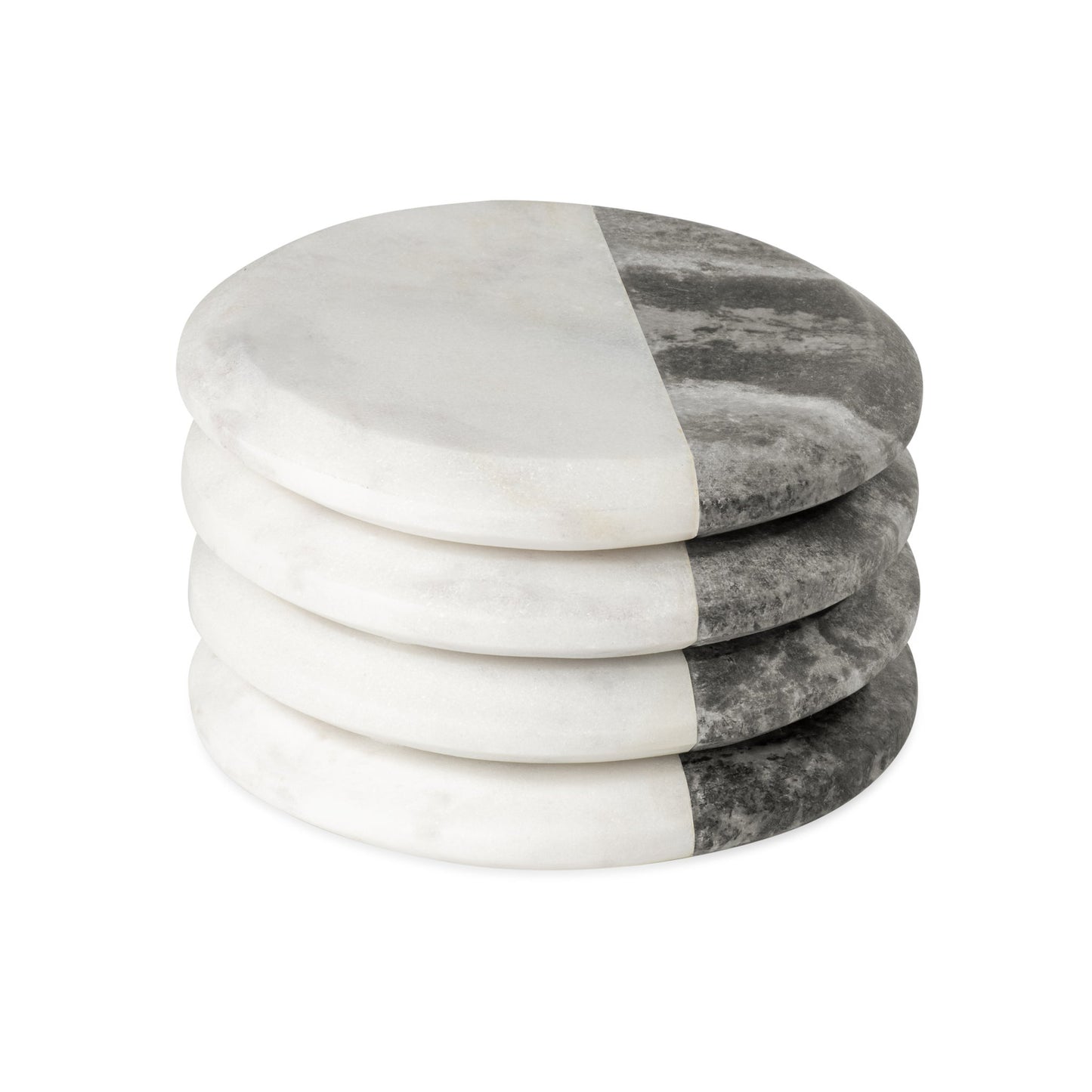 Two Tone Marble Round Coasters 4 Piece Set