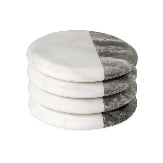 Two Tone Marble Round Coasters 4 Piece Set