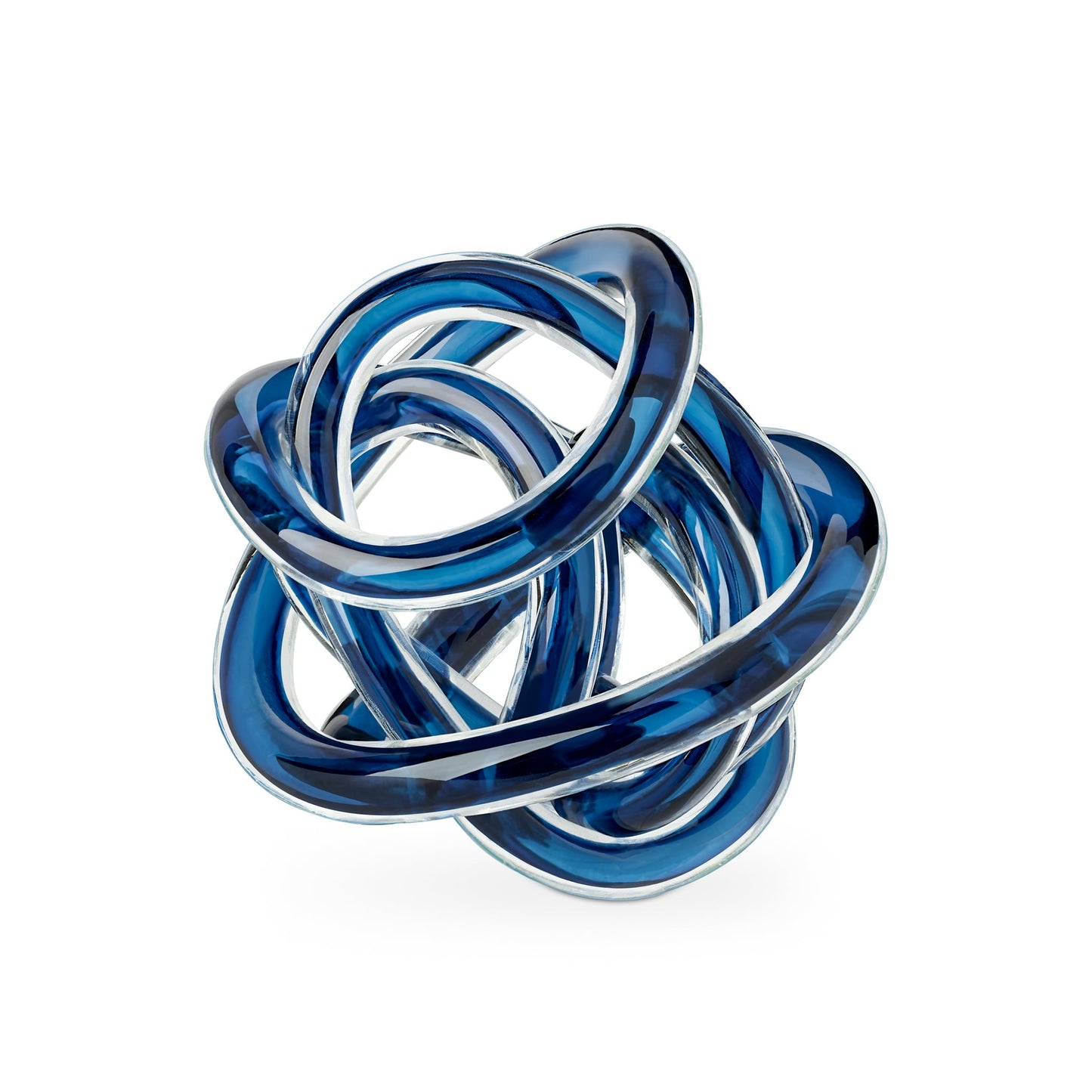 Orbit Glass Knot Decor Ball - 3 Inch Diameter - Indigo Blue