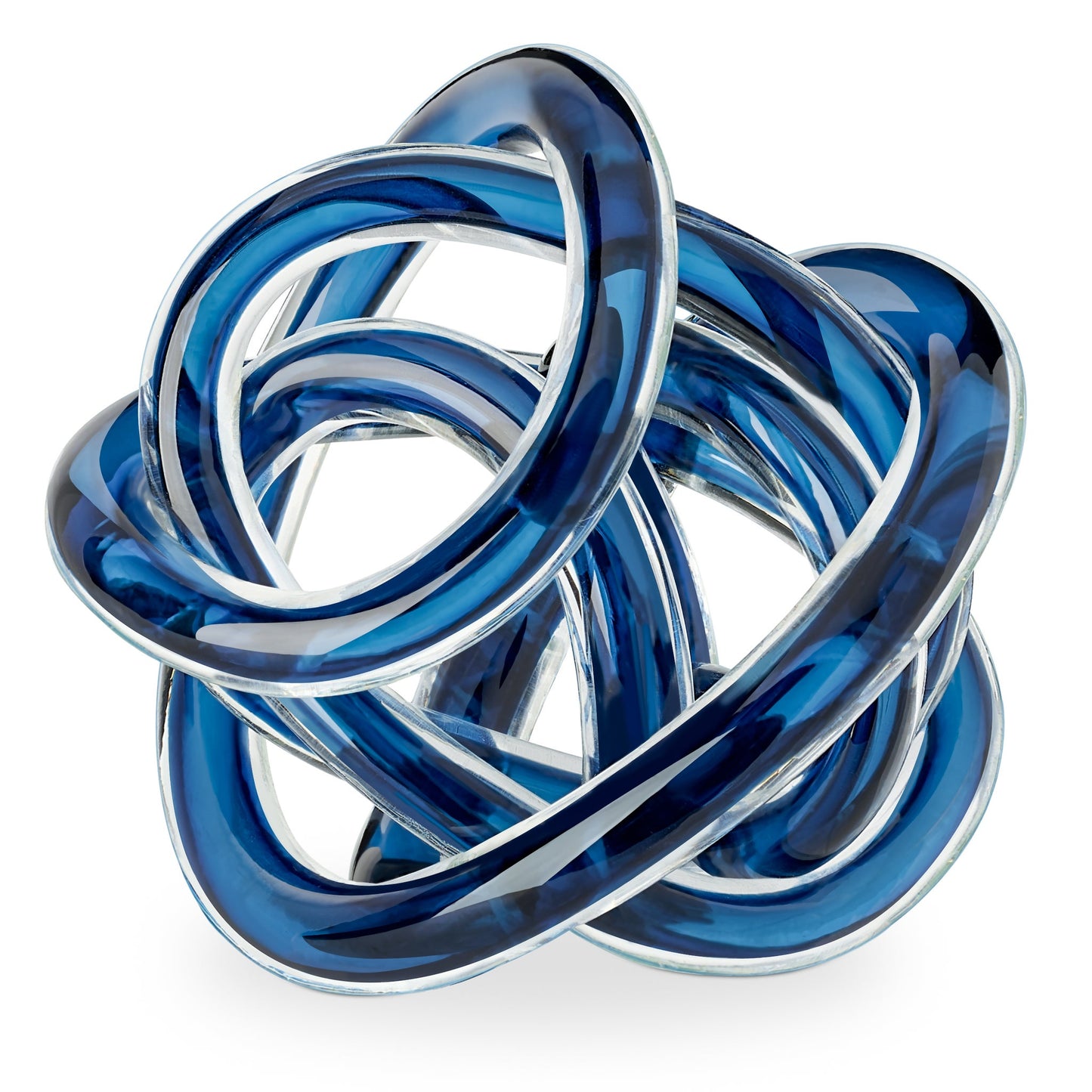 Orbit Glass Knot Decor Ball - 4.5 Inch Diameter - Indigo Blue