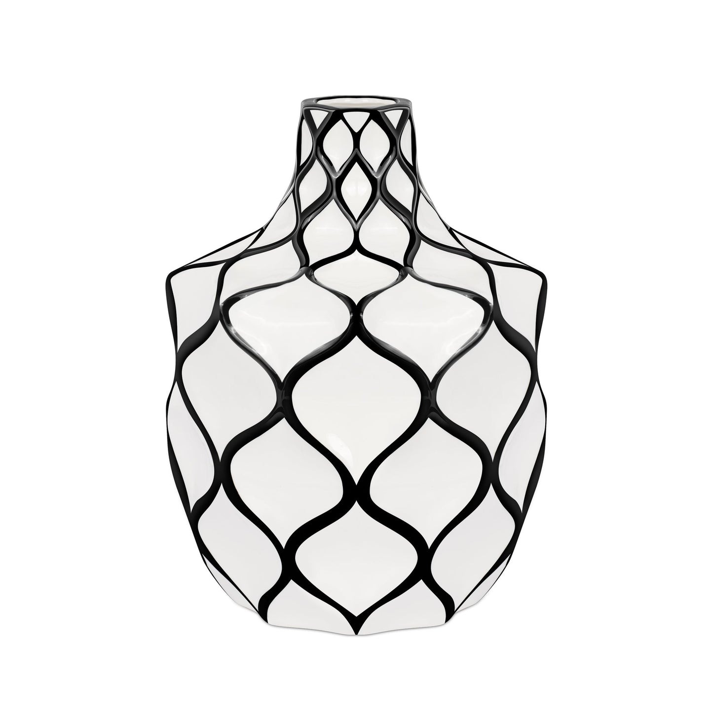 Abstract Lattice Outline Ceramic Vase - 9 Inch Tall