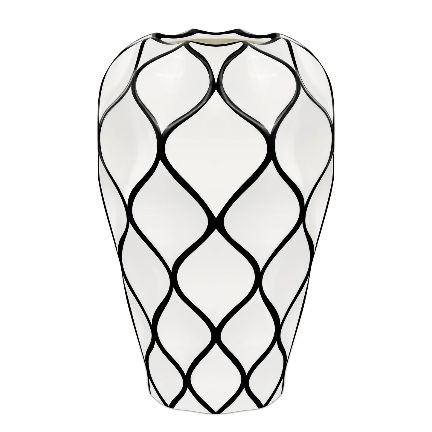 Abstract Lattice Outline Ceramic Vase - 10.5 Inch Tall