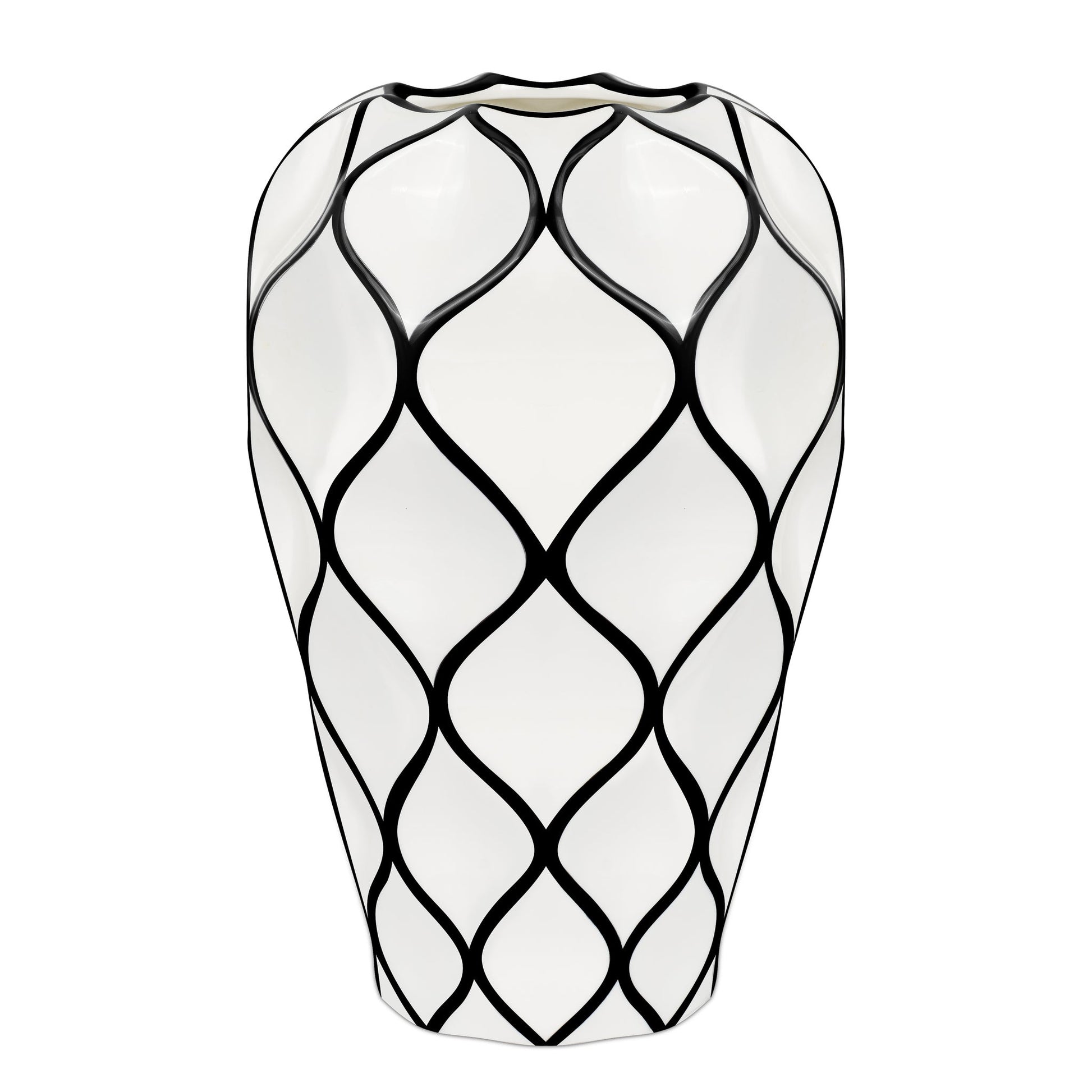 Abstract Lattice Outline Ceramic Vase - 10.5 Inch Tall