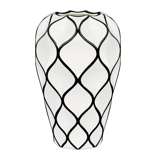 Abstract Lattice Outline Ceramic Vase - 10.5 Inch Tall