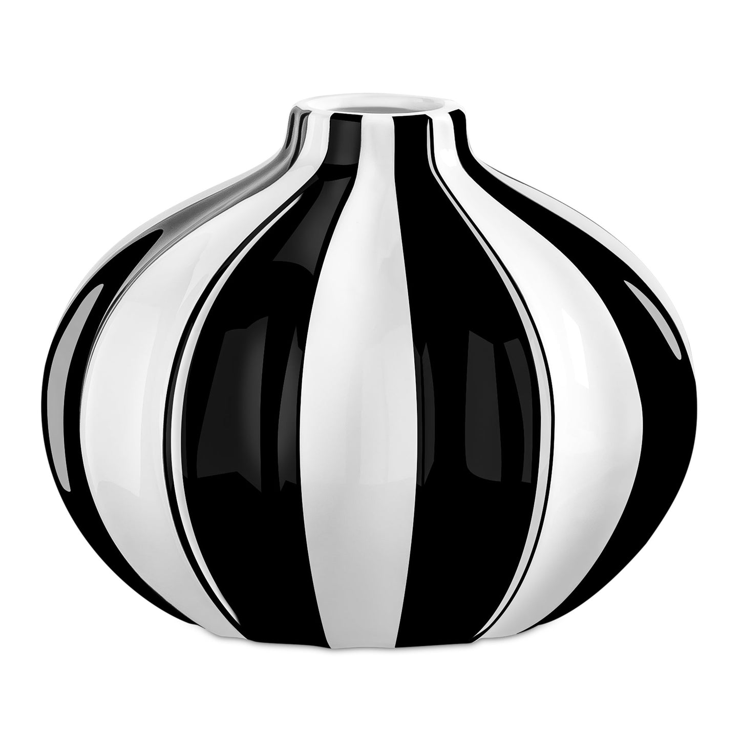 Abstract Black Band Ceramic Gourd Vase - 5.5 Inch Tall