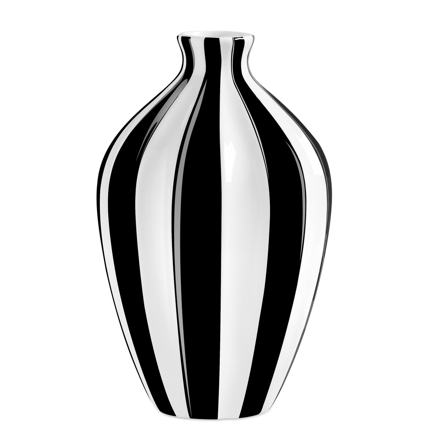 Abstract Black Band Ceramic Gourd Vase - 11.5 Inch Tall