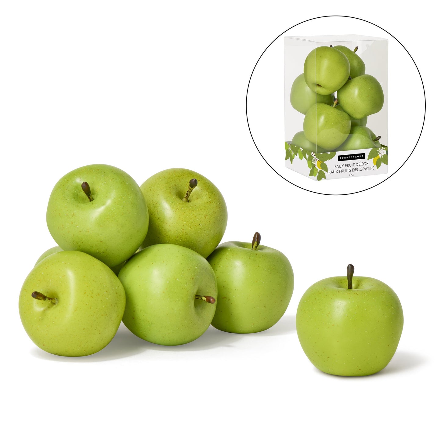 Orchard 8 Piece Faux Fruit Decor Set - Green Apples
