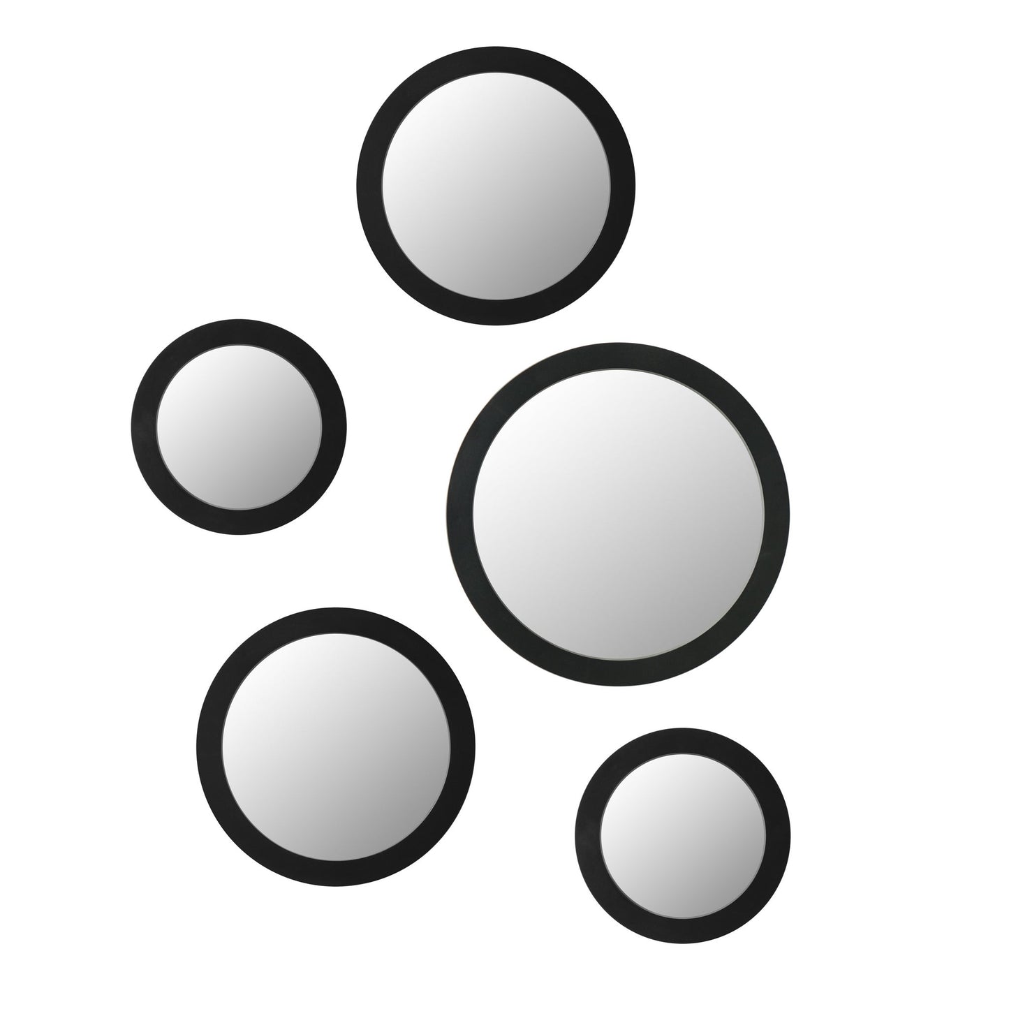 Radius Assorted 5 Piece Round Wall Mirror Set - Black