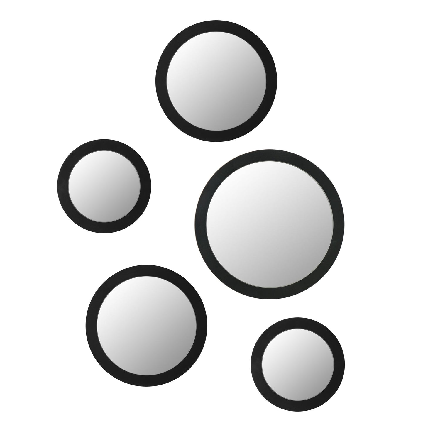 Radius Assorted 5 Piece Round Wall Mirror Set - Black