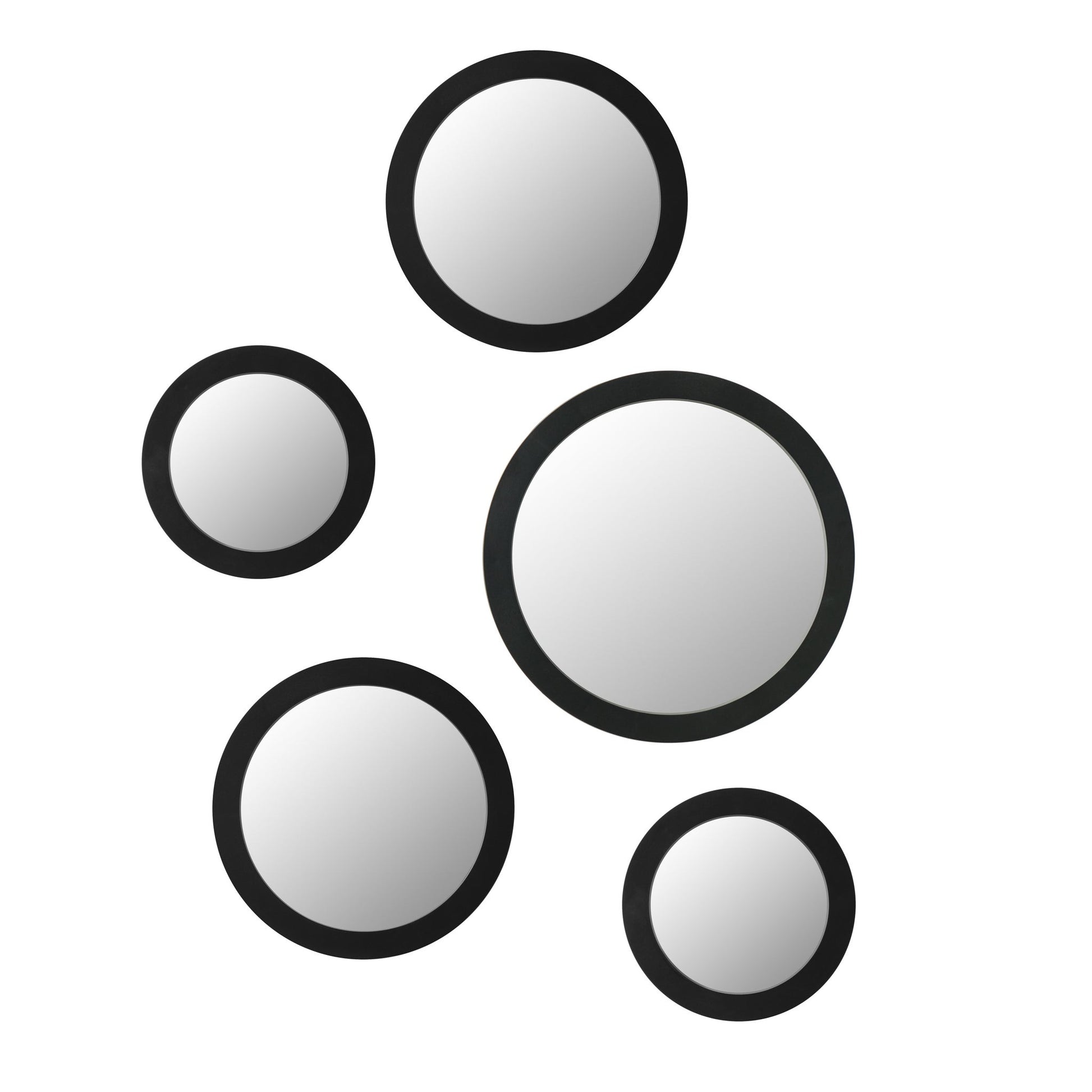 Radius Assorted 5 Piece Round Wall Mirror Set - Black