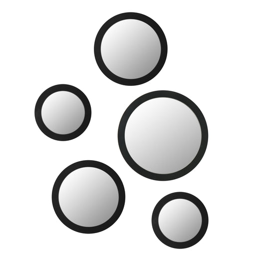 Radius Assorted 5 Piece Round Wall Mirror Set - Black