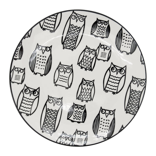 Kiri Porcelain 8.5 Inch Diameter Side Plate - Owl Outline