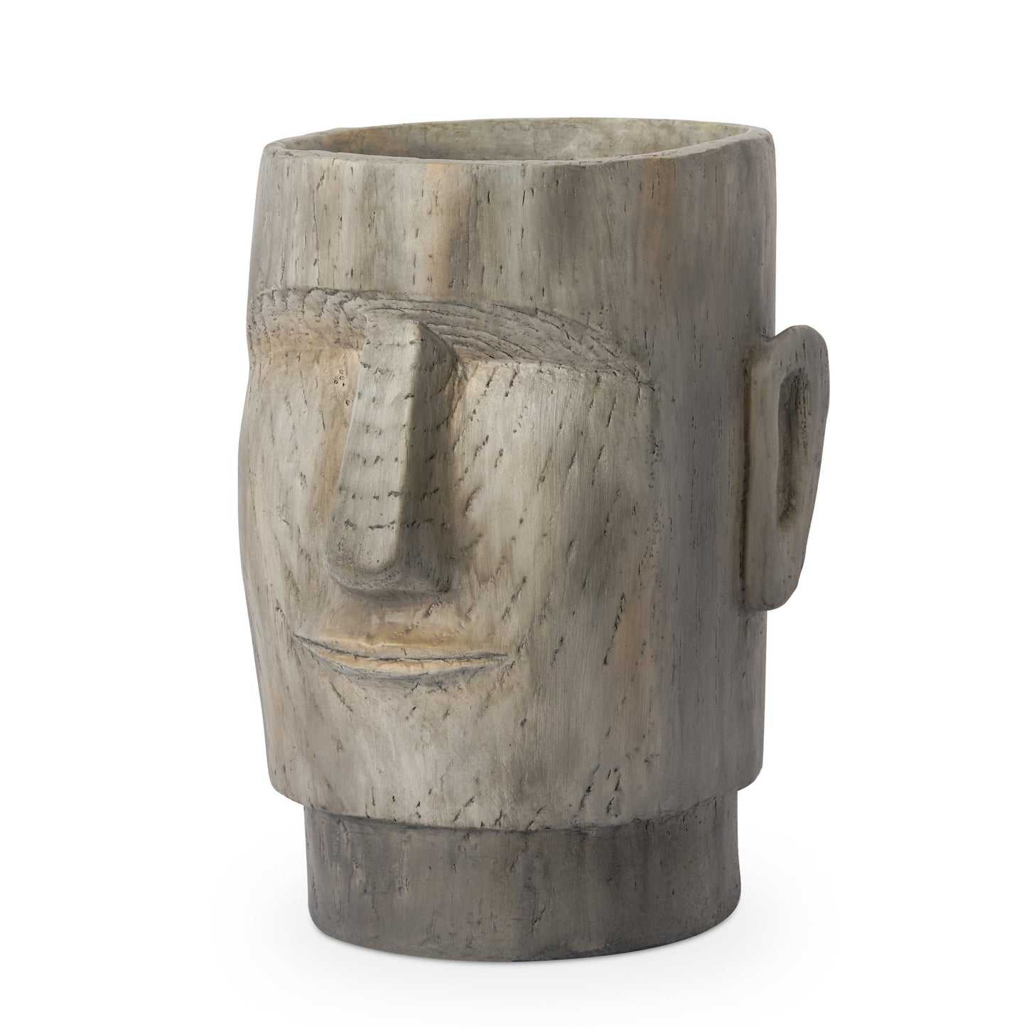 Lithic Island Face 18 Inch Tall Wood Effect Indoor/Outdoor Floor Planter