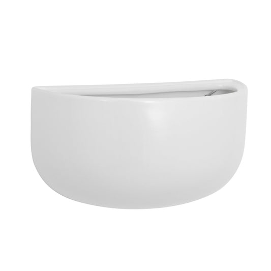 Centra Ceramic 8 x 4 x 4.25h Inch Wall Vase Planter - Wide White