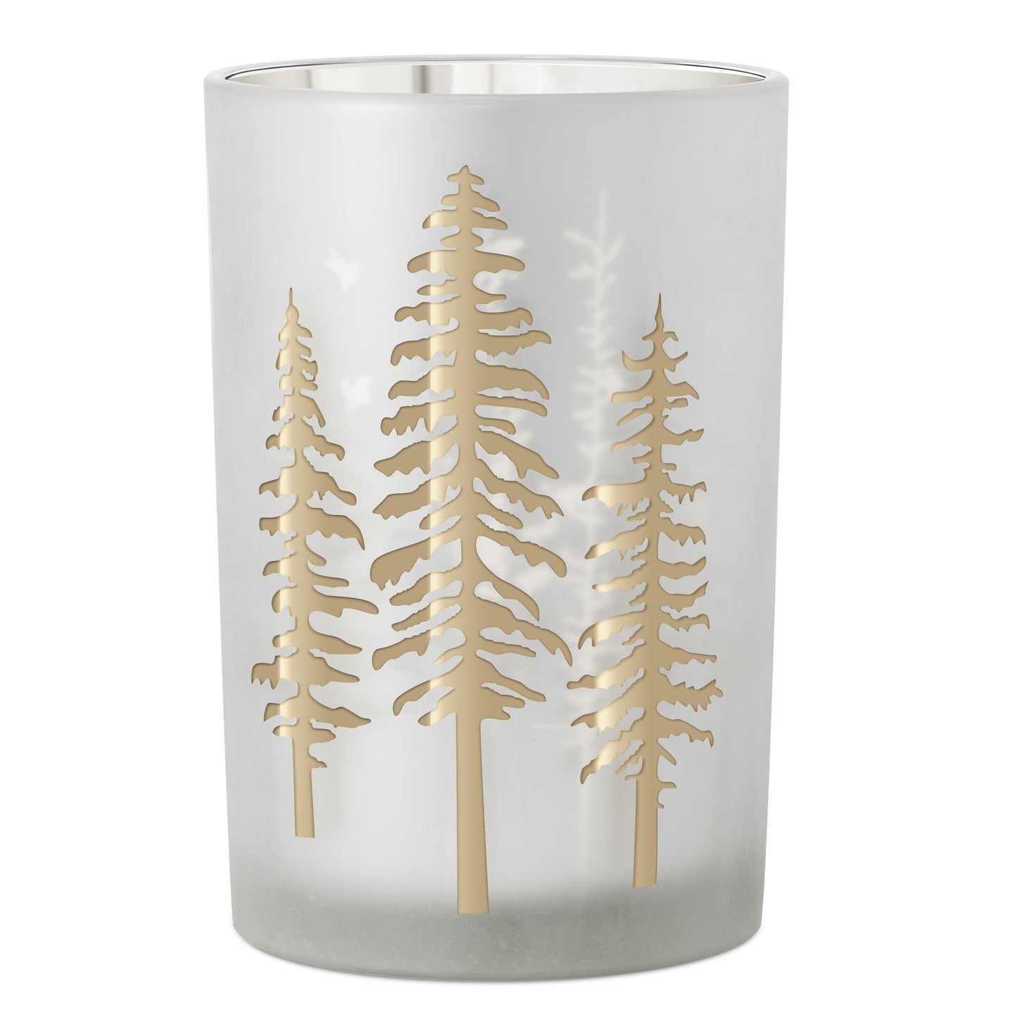 Woodland Pine Etched Mirror 4.5x7 Inch Glass Hurricane Vase