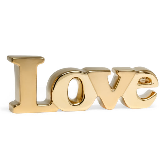 Love Ceramic Word Decor Sculpture - Gold