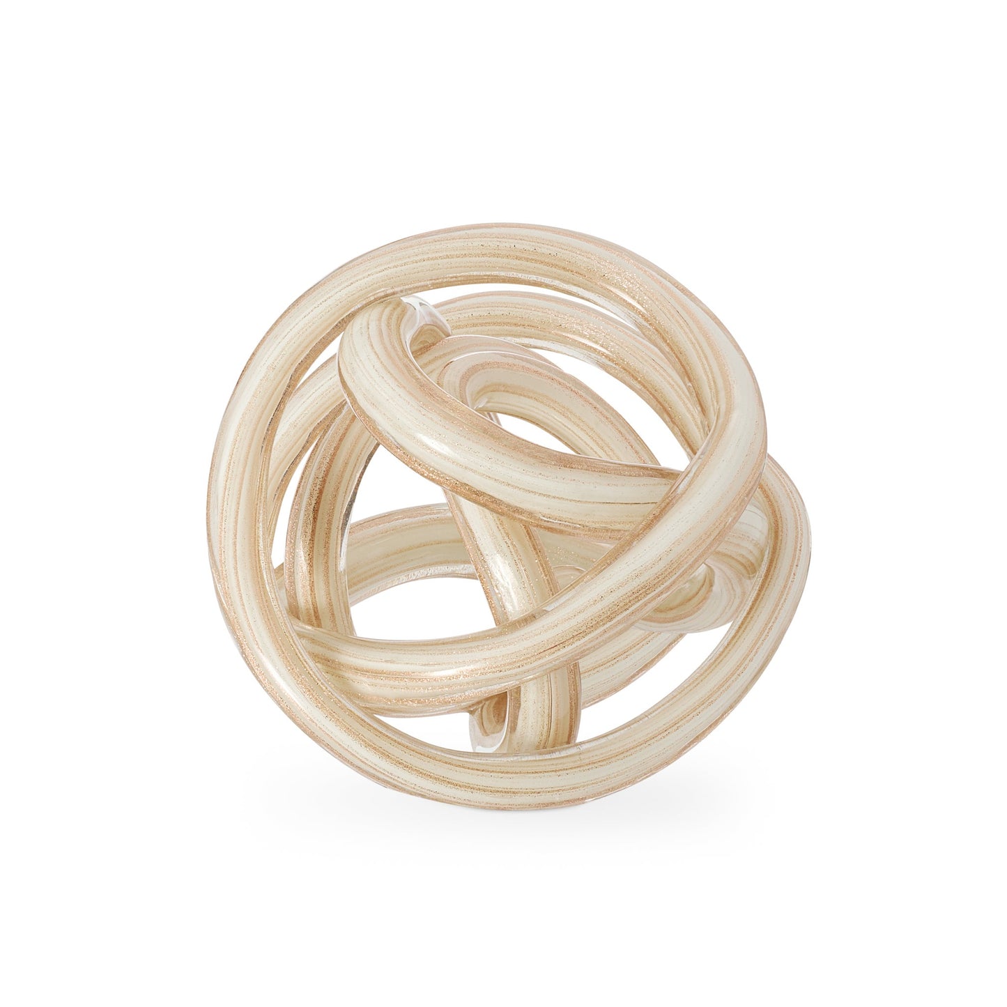 Orbit Glass Knot Decor Ball - 3 Inch Diameter - Gold Metallic White