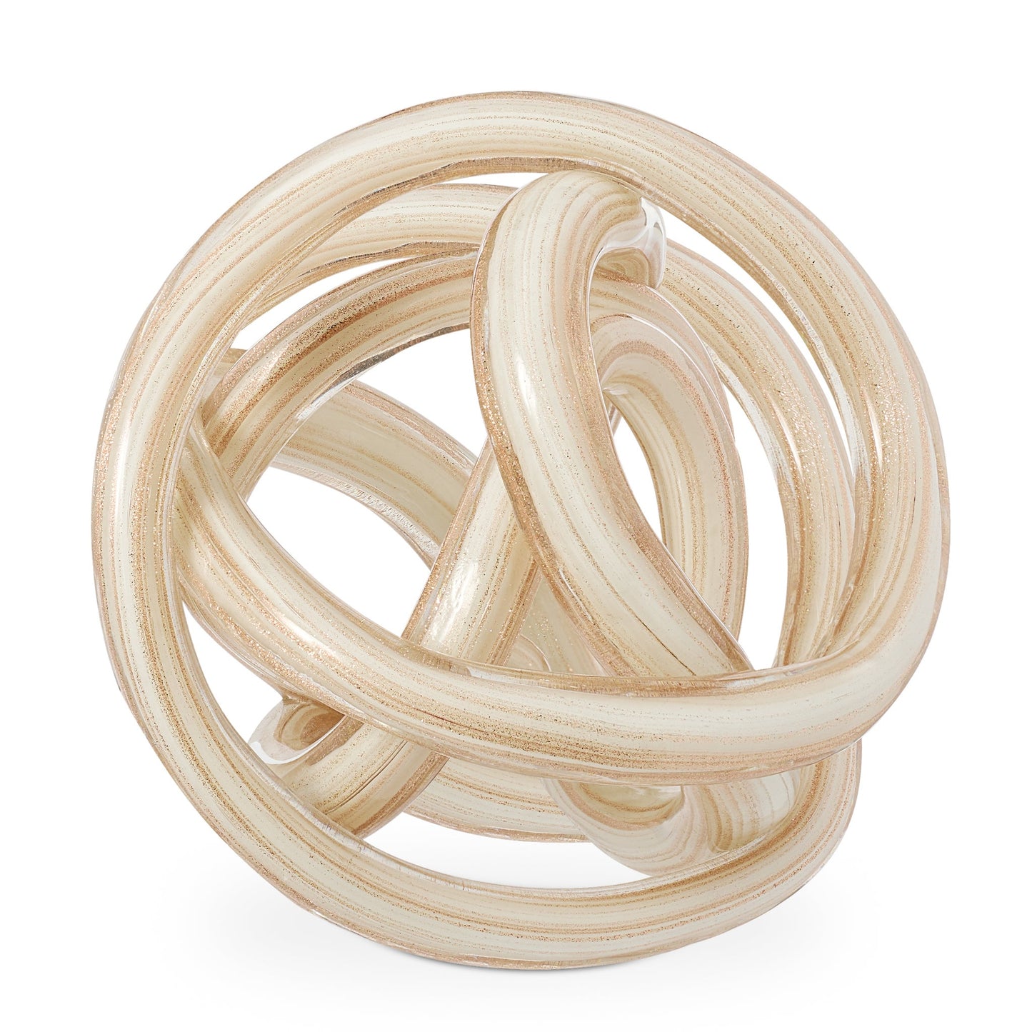 Orbit Glass Knot Decor Ball - 4.5 Inch Diameter - Gold Metallic White