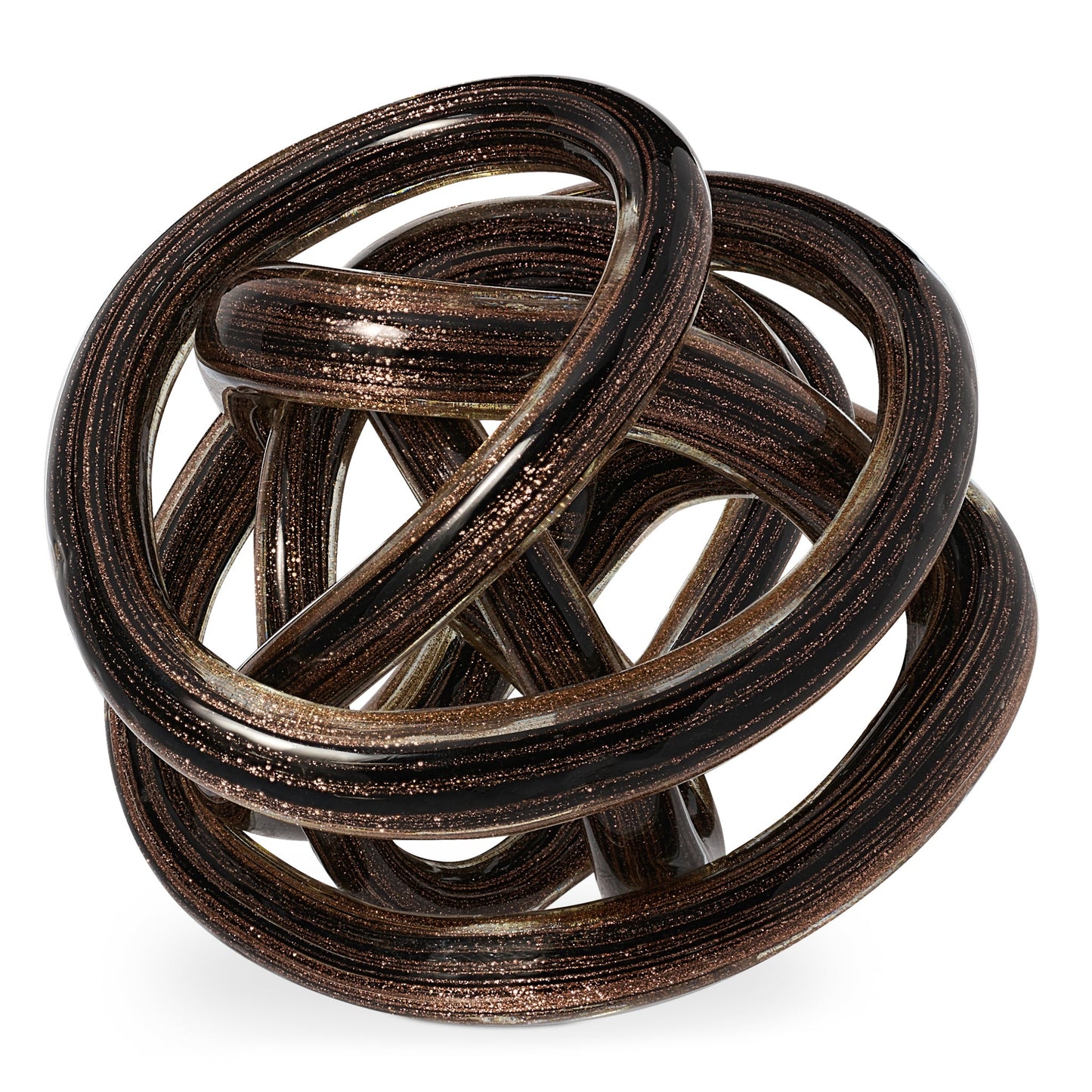 Orbit Glass Knot Decor Ball - 4.5 Inch Diameter - Gold Metallic Black