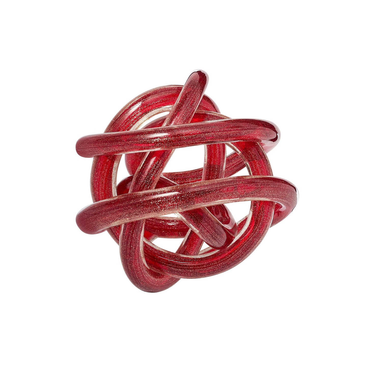 Orbit Glass Knot Decor Ball - 3 Inch Diameter - Gold Metallic Red