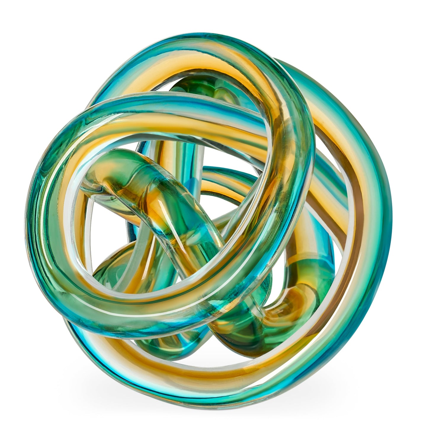 Orbit Glass Knot Decor Ball - 4.5 Inch Diameter - Ombre Ocean Sunset