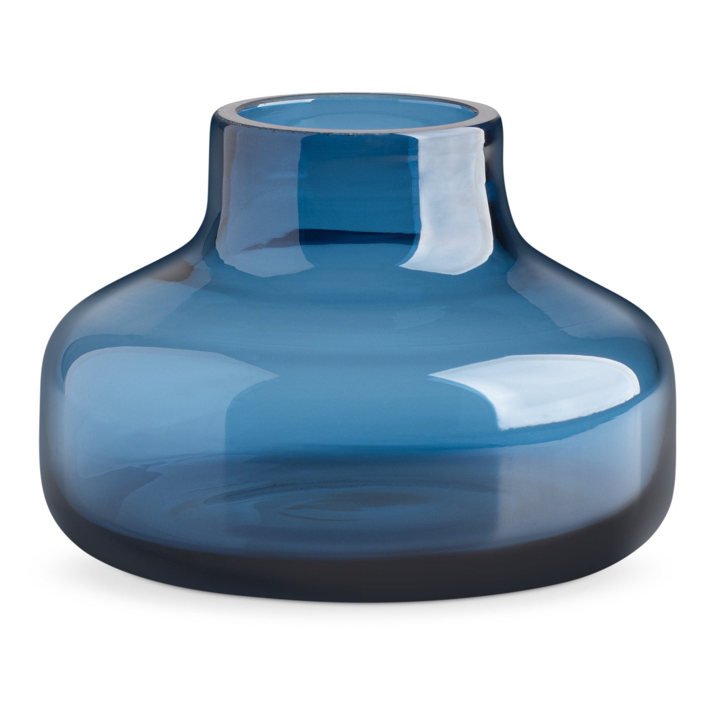 Beau Mini Bottle 4 Inch Tall Wide Glass Vase - Blue