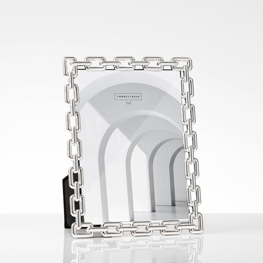 Chain Link Silver Plated Metal 5x7 Inch Photo Frame