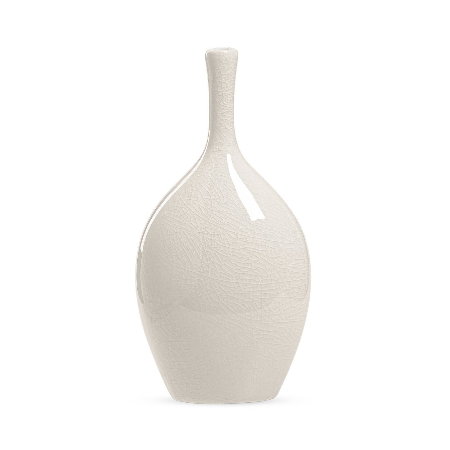 Lilo Ceramic Vase - 8.75 Inch Tall - White Crackle