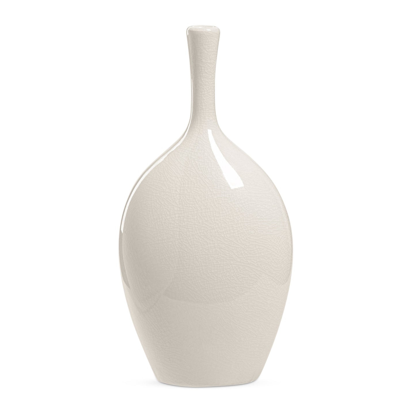 Lilo Ceramic Vase - 12.25 Inch Tall - White Crackle