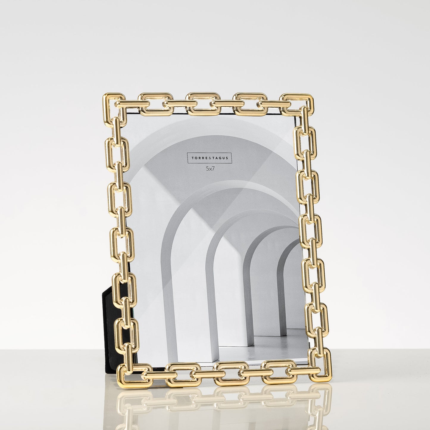 Chain Link Silver Plated Metal Gold 5x7 Inch Photo Frame