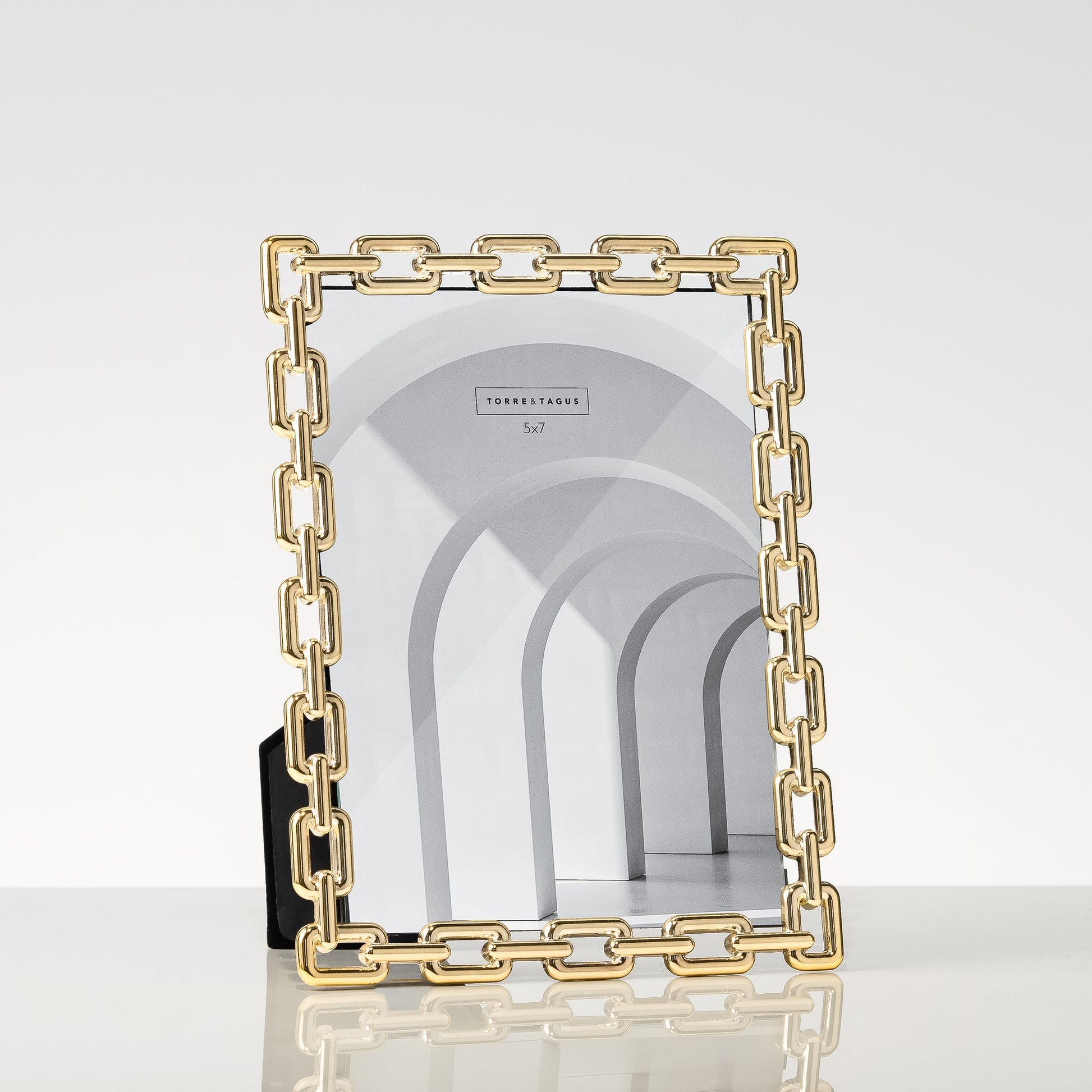 Chain Link Silver Plated Metal Gold 5x7 Inch Photo Frame