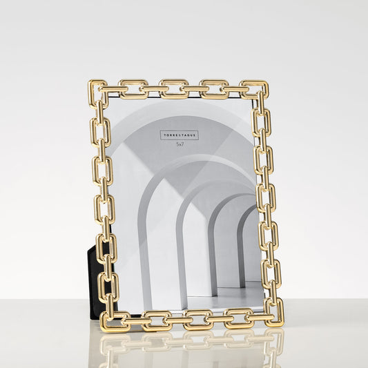 Chain Link Silver Plated Metal Gold 5x7 Inch Photo Frame