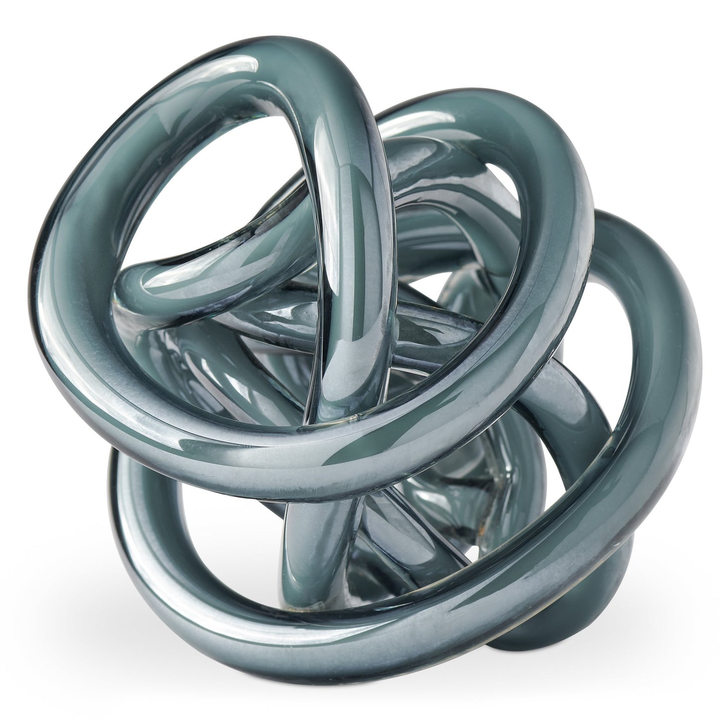 Orbit Glass Knot Decor Ball - 4.5 Inch Diameter - Grey Opaque