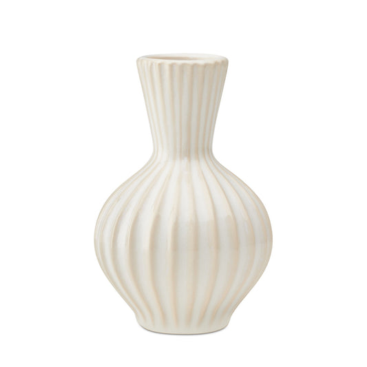 Anna Tall Gourd 6.25 Inch Tall Reactive White Glaze Ceramic Vase