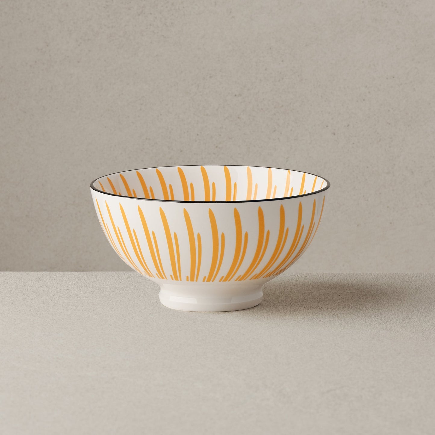 Kiri Porcelain 22 oz. 6 Inch Diameter Bowl - Yellow Sunburst