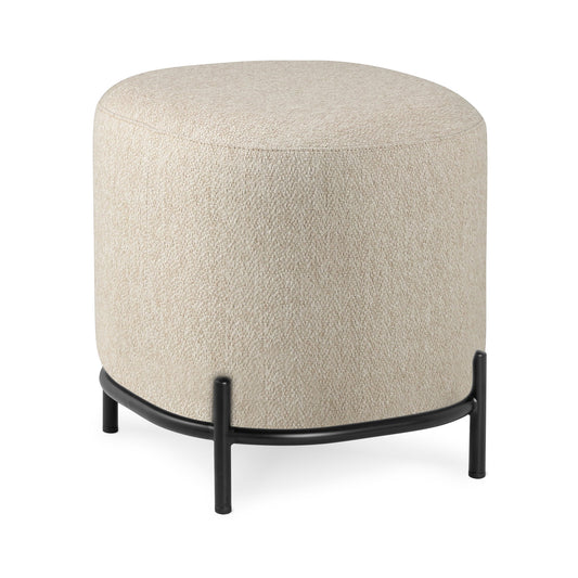 Pender Pin Leg Ashton Weave Upholstery Ottoman Stool - Oatmeal Cream (17 x 18 Inches)