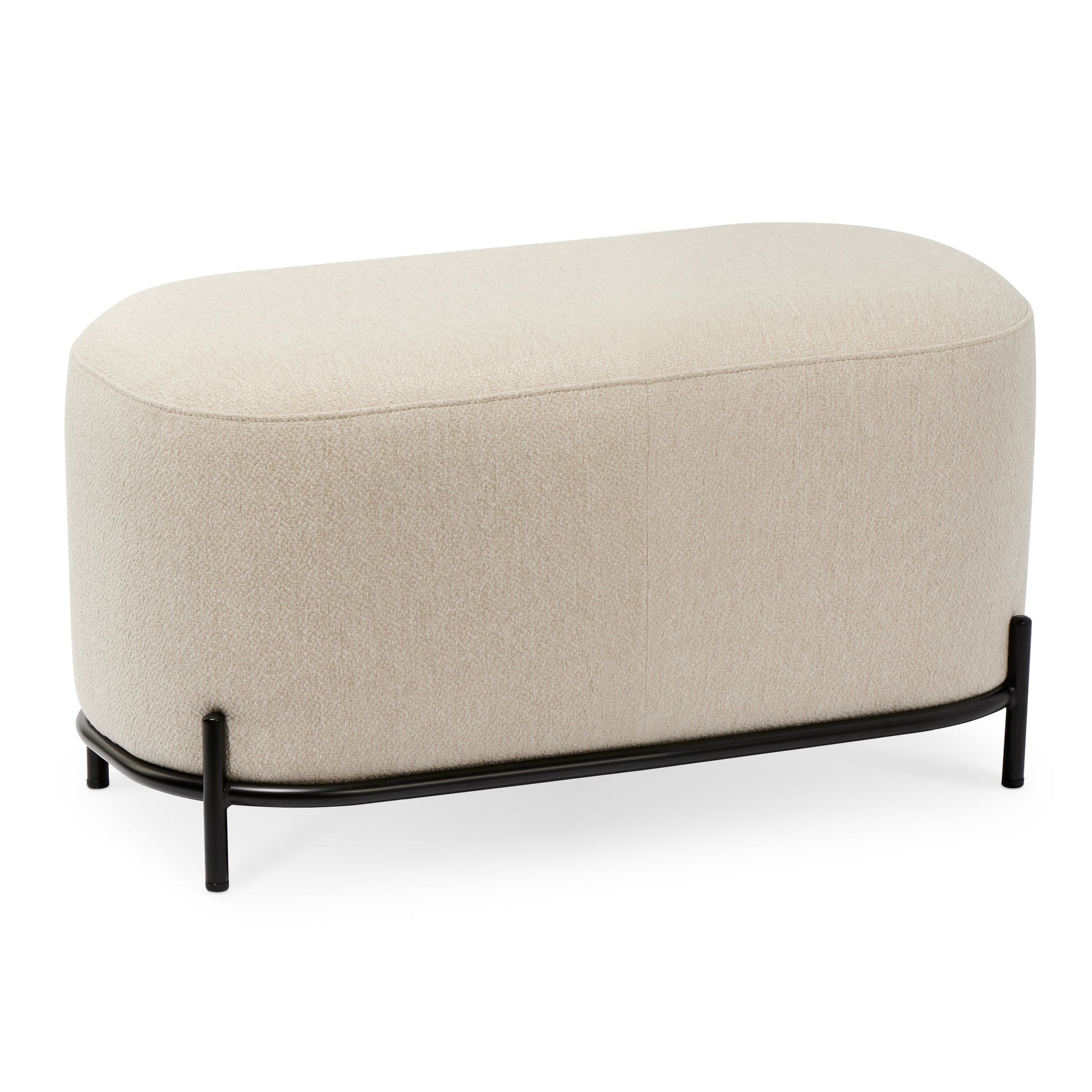 Pender Pin Leg Ashton Weave Upholstery Short Bench - Oatmeal Cream (32 x 18 Inches)